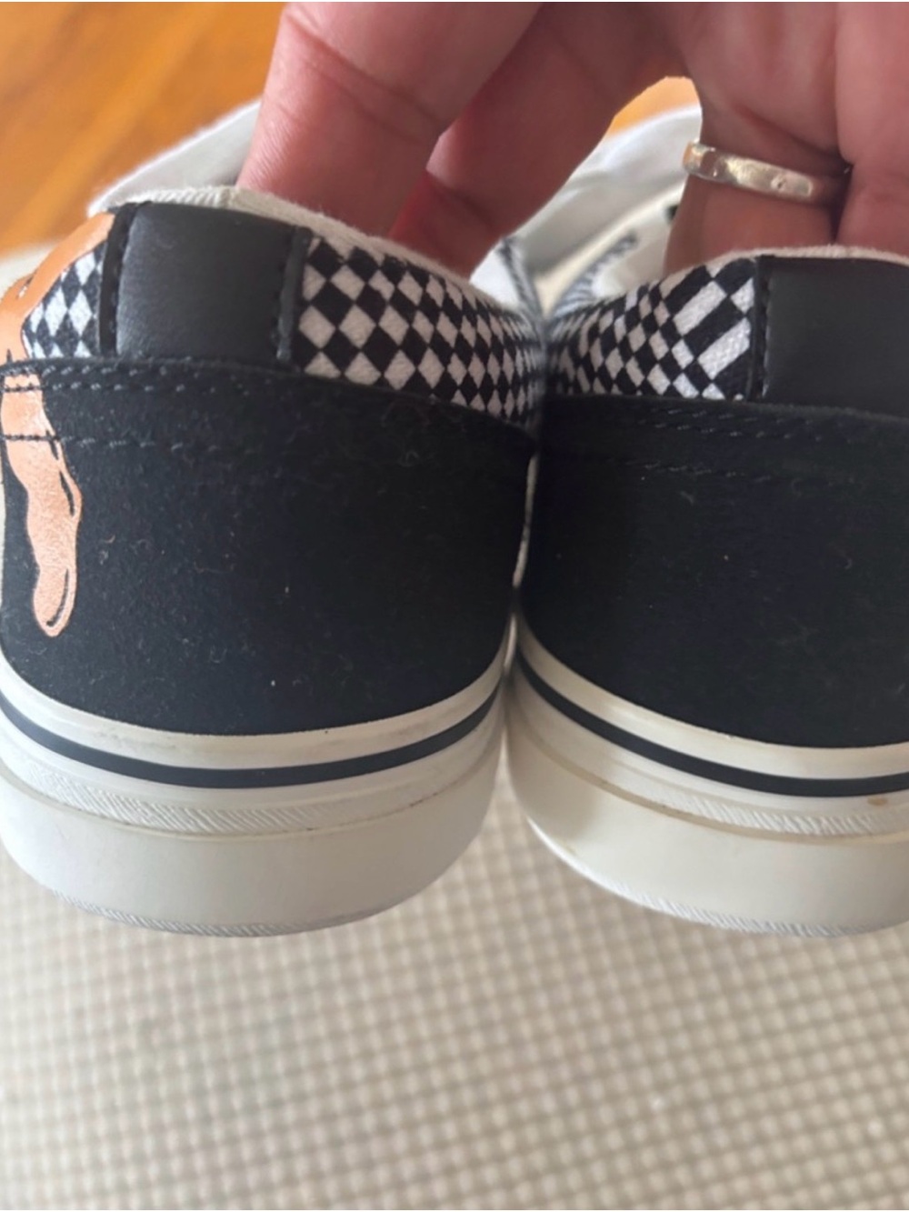 Airwalk Black Low-Top Sneakers with Orange Checkerboard Drip Detail - Picture 9 of 12